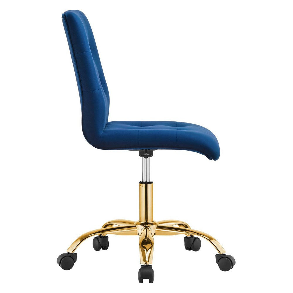 Modway Prim Armless Performance Velvet Office Chair MDY-EEI-4973-GLD-BLK