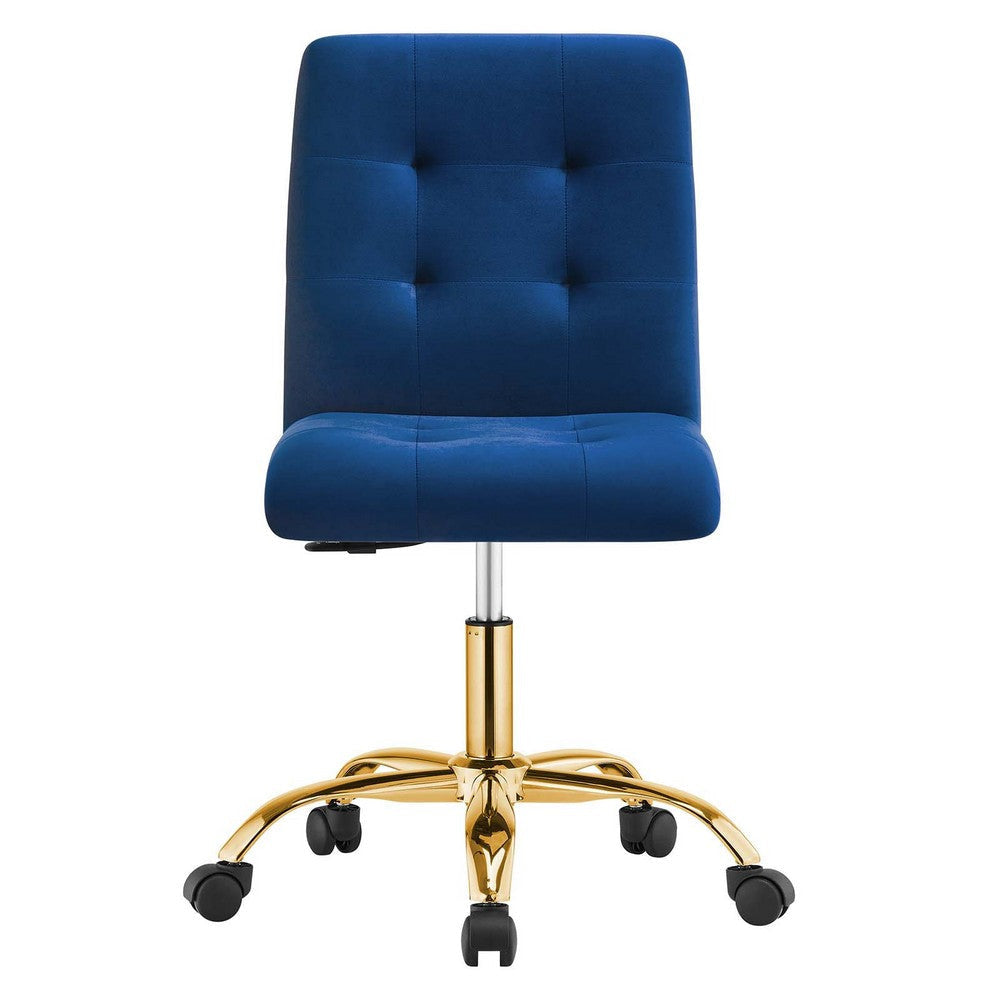 Modway Prim Armless Performance Velvet Office Chair MDY-EEI-4973-GLD-BLK