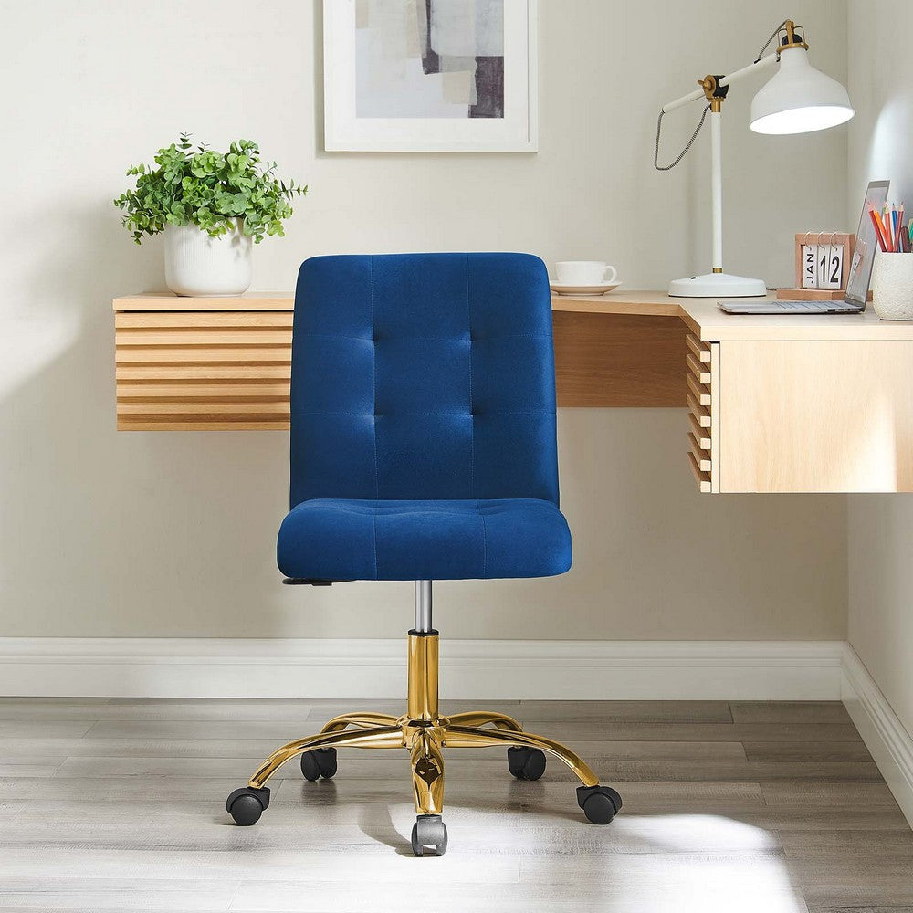 Modway Prim Armless Performance Velvet Office Chair MDY-EEI-4973-GLD-BLK
