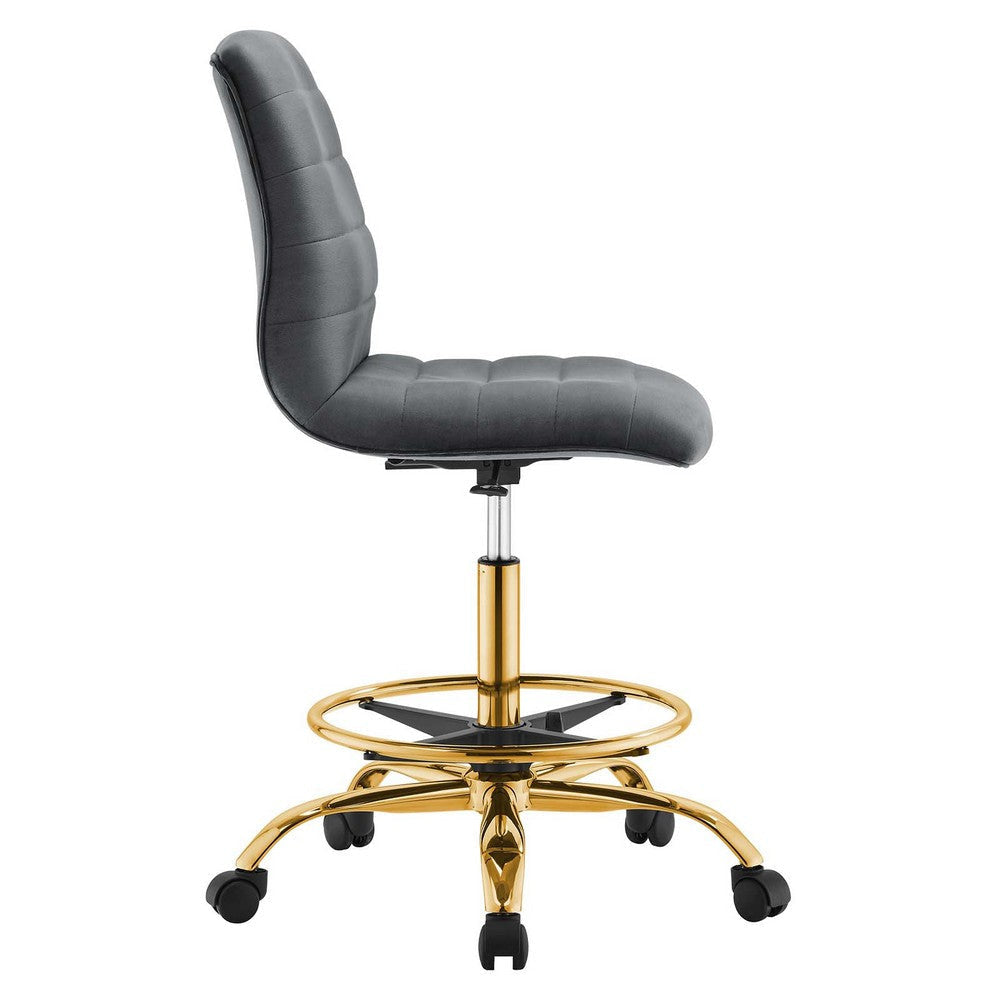 Ripple Armless Performance Velvet Drafting Chair MDY-EEI-4976-GLD-DUS