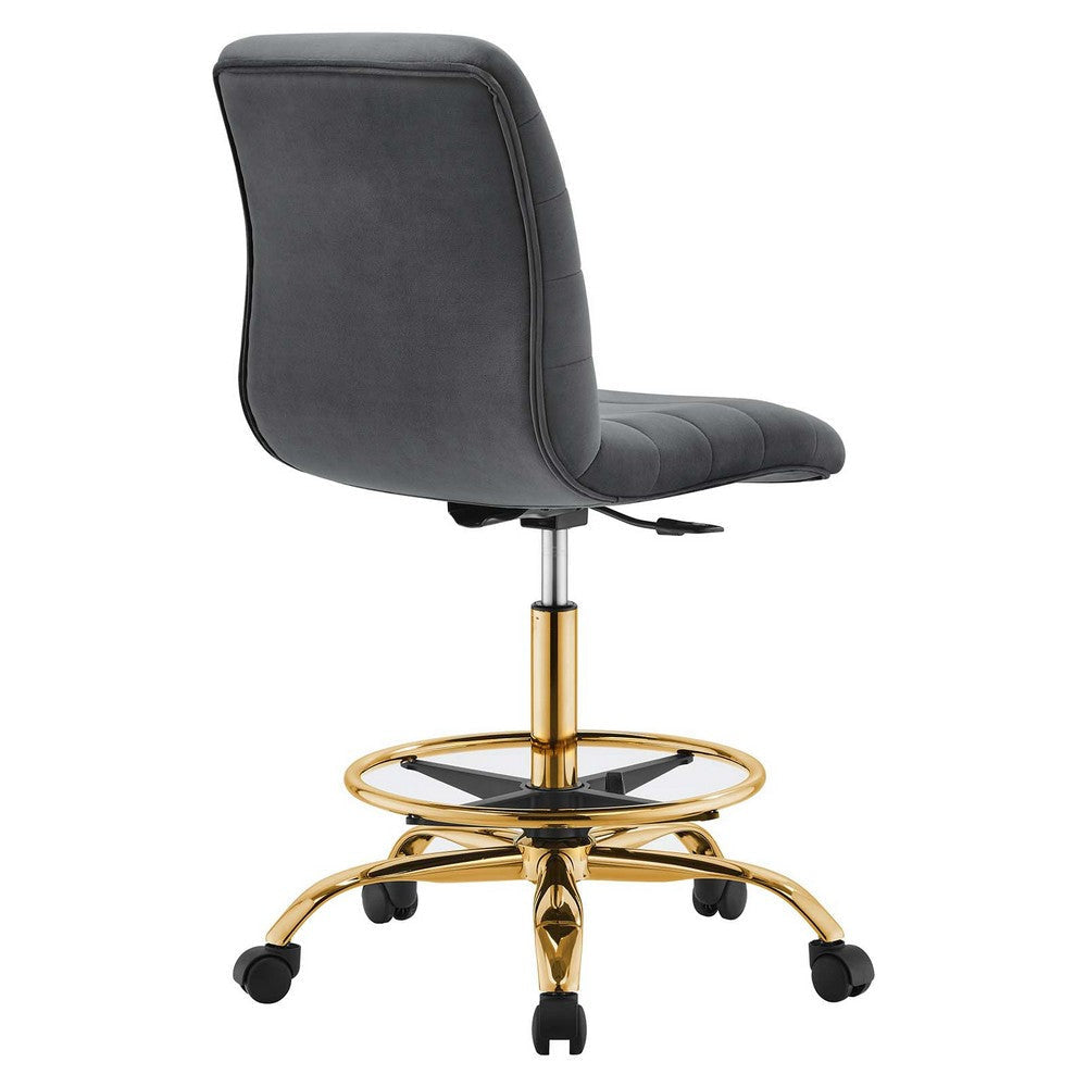 Modway Ripple Armless Performance Velvet Drafting Chair MDY-EEI-4976-GLD-GRY