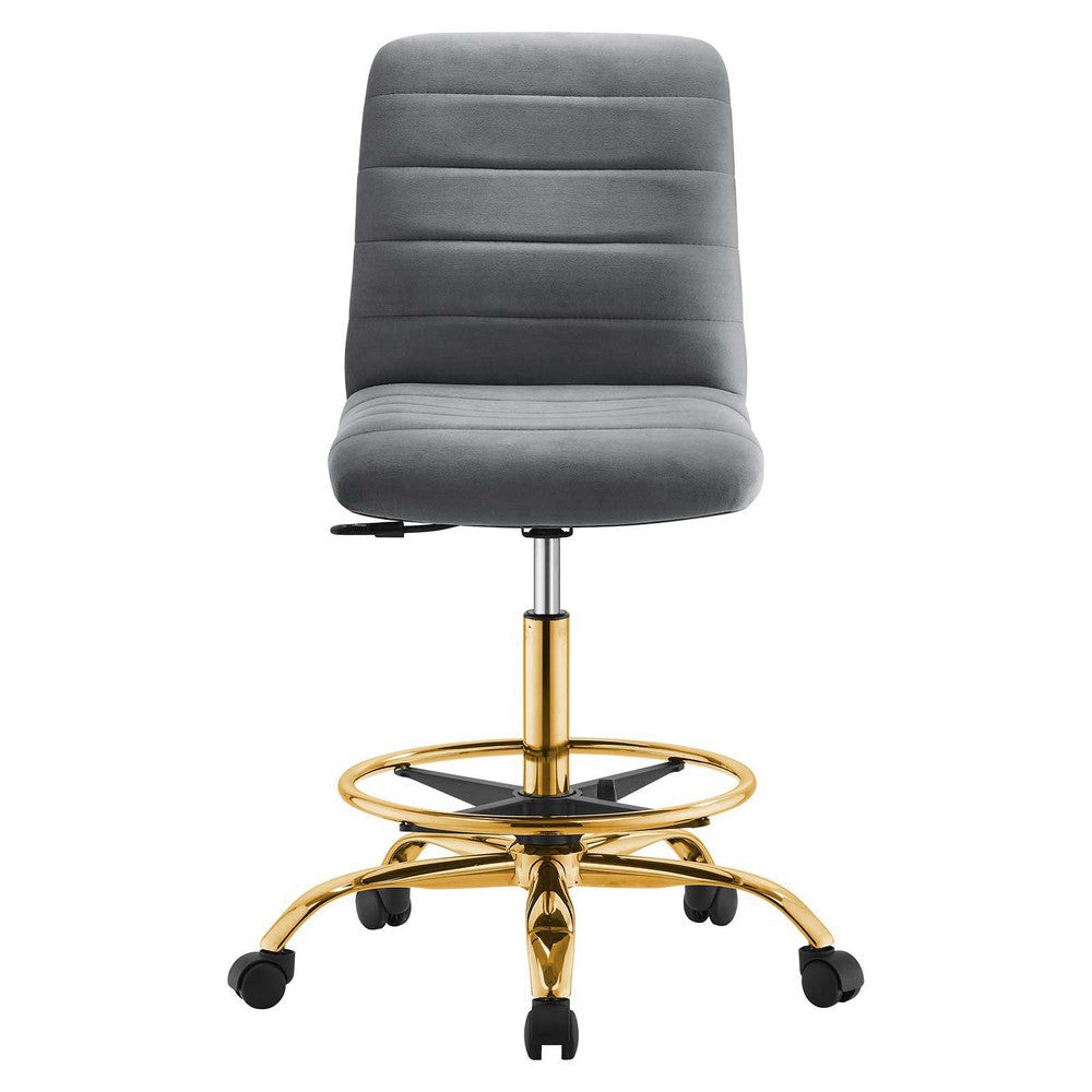 Modway Ripple Armless Performance Velvet Drafting Chair MDY-EEI-4976-GLD-GRY