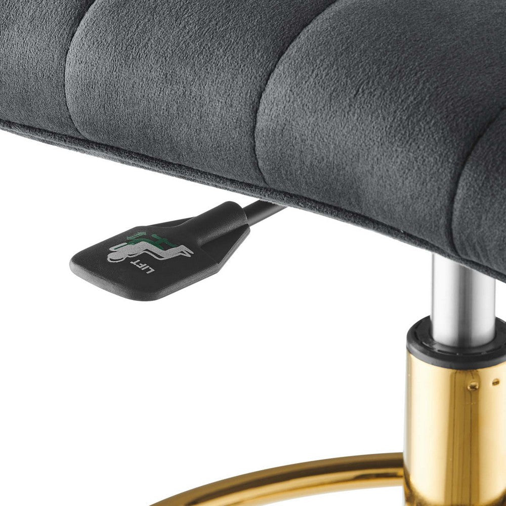 Modway Ripple Armless Performance Velvet Drafting Chair MDY-EEI-4976-GLD-GRY