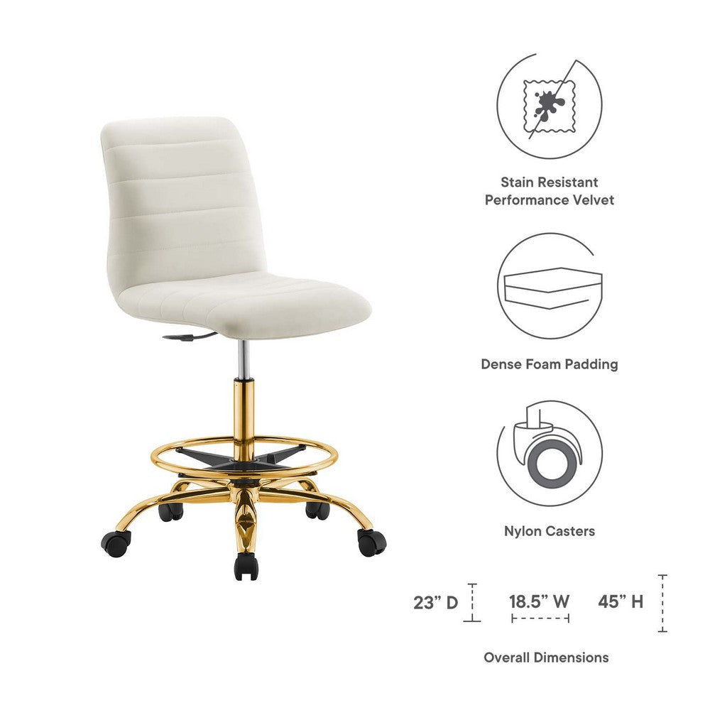 Modway Ripple Armless Performance Velvet Drafting Chair MDY-EEI-4976-GLD-GRY