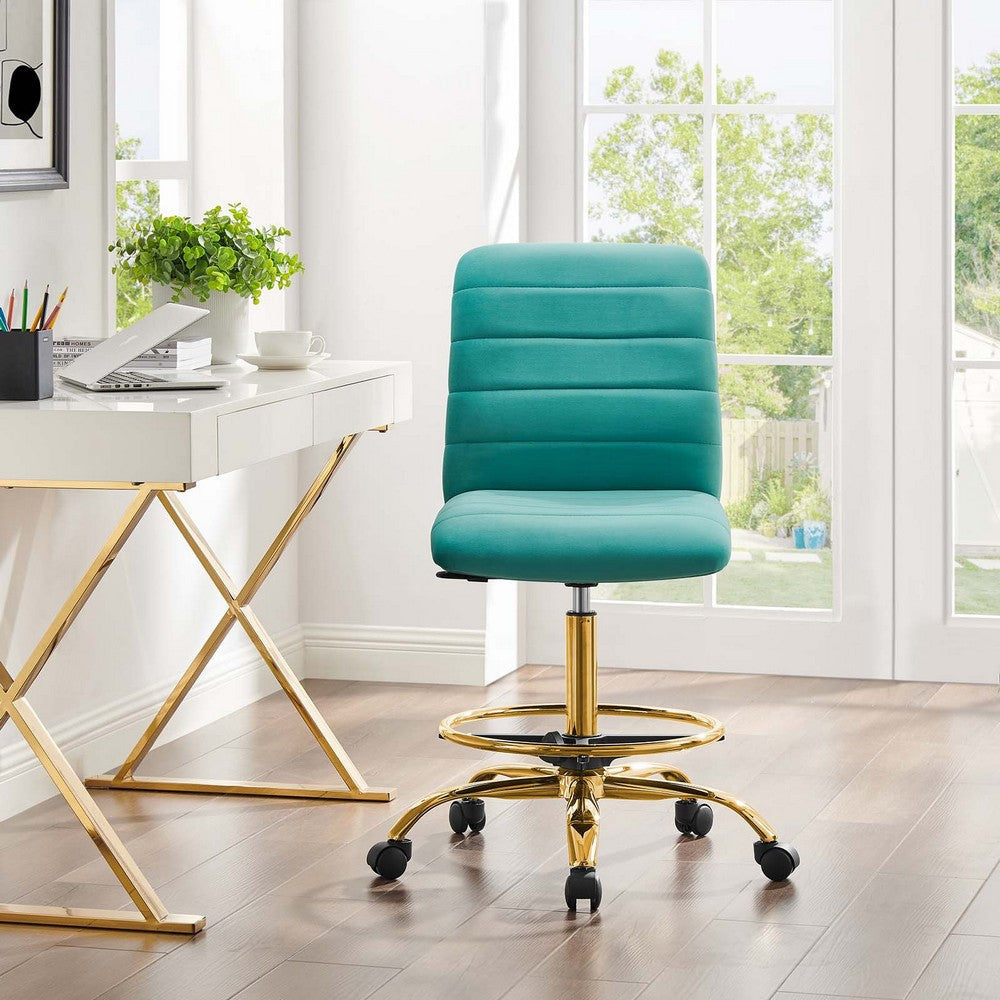 Modway Ripple Armless Performance Velvet Drafting Chair MDY-EEI-4976-GLD-GRY