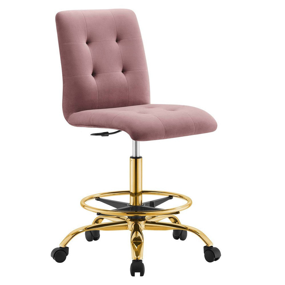 Prim Armless Performance Velvet Drafting Chair