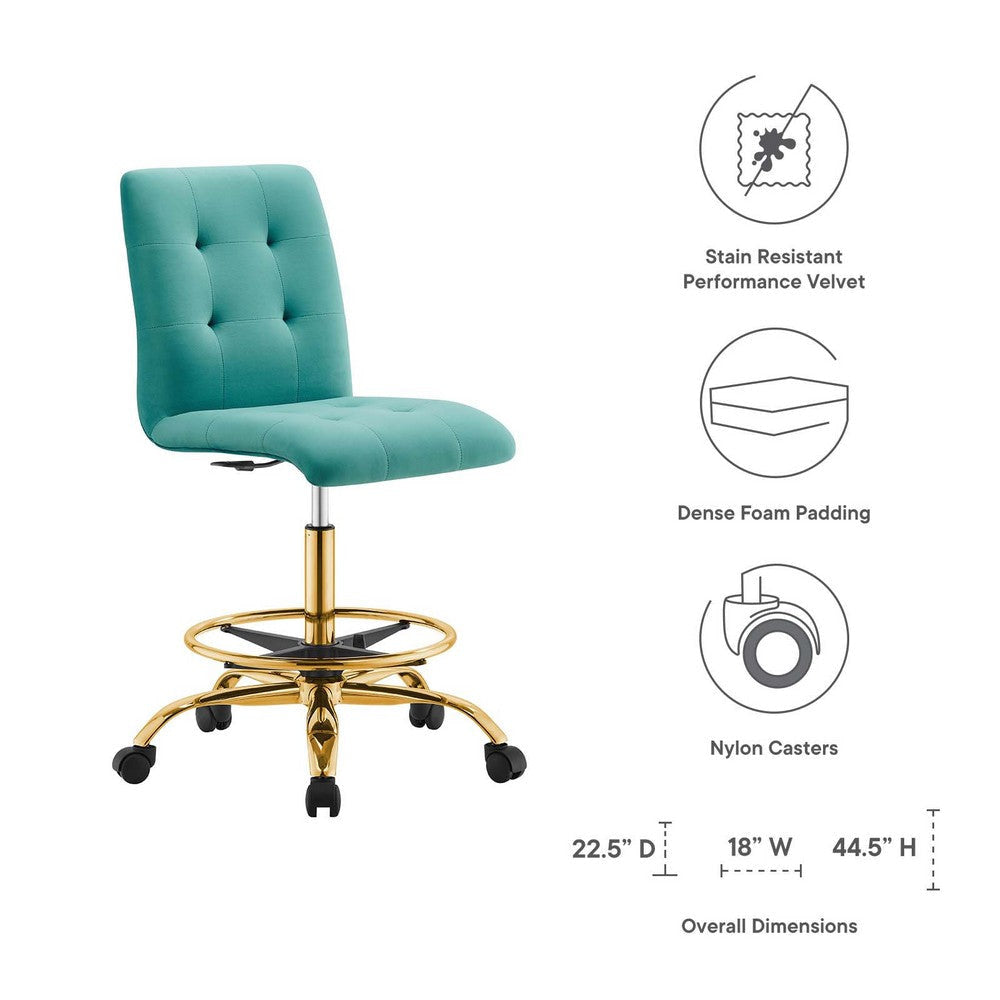 Modway Prim Armless Performance Velvet Drafting Chair