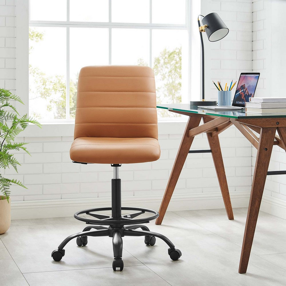 Ripple Armless Vegan Leather Drafting Chair  - No Shipping Charges