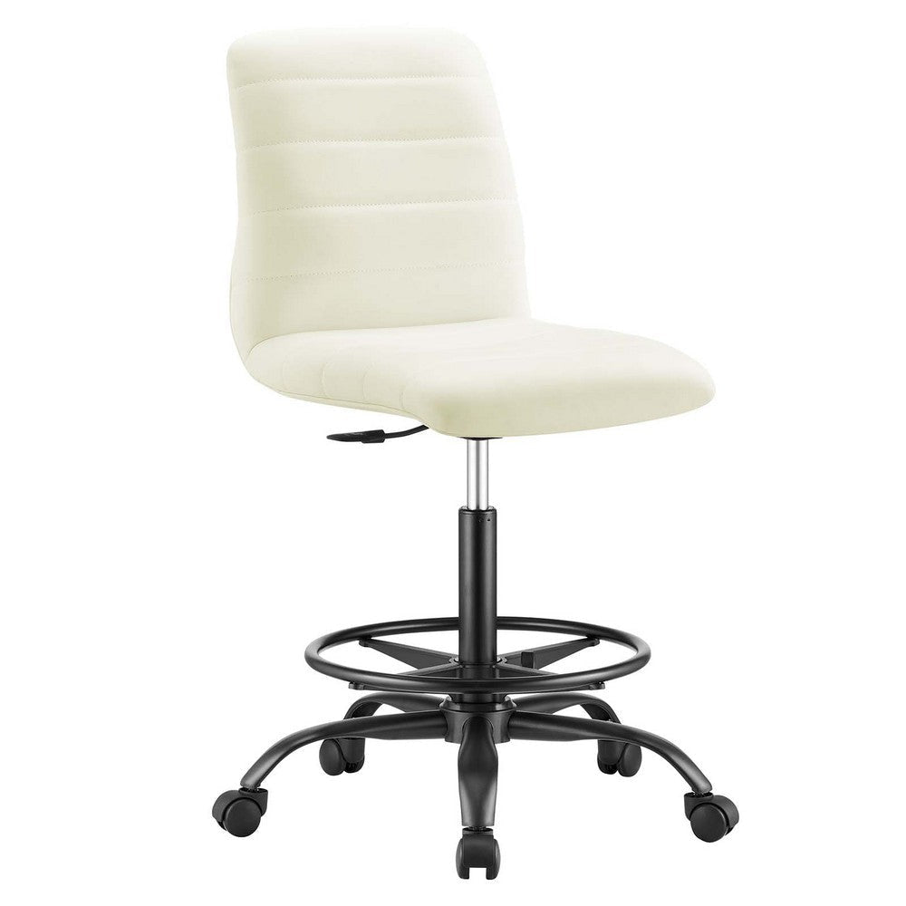 Ripple Armless Vegan Leather Drafting Chair - No Shipping Charges MDY-EEI-4978-BLK-WHI