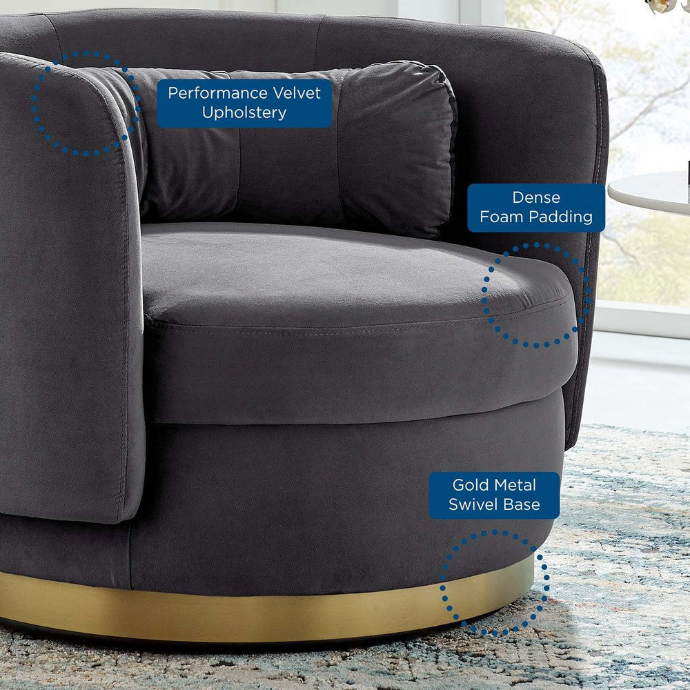 Relish Performance Velvet Performance Velvet Swivel Chair - No Shipping Charges