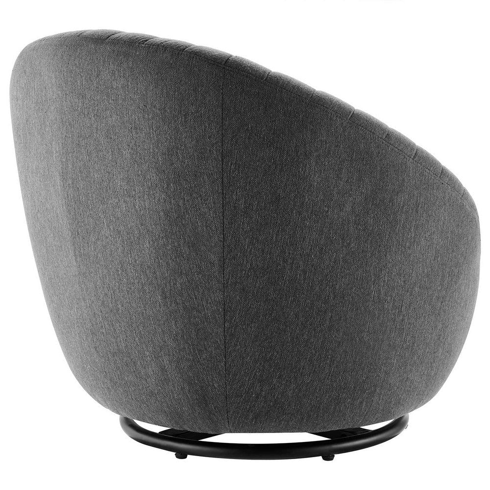 Modway Whirr Upholstered Fabric Swivel Chair in Black Charcoal MDY-EEI-5003-BLK-CHA