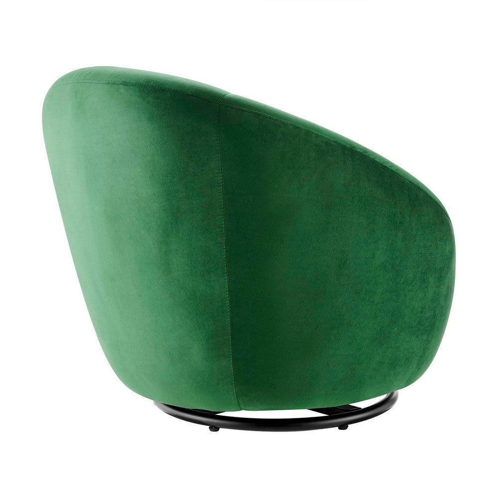 Modway Buttercup Performance Velvet Swivel Chair Black Emerald MDY-EEI-5007-BLK-EME