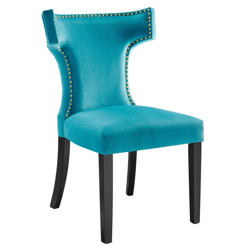 Modway Curve Performance Velvet Set of 2 Dining Chair Blue MDY-EEI-5008-BLU