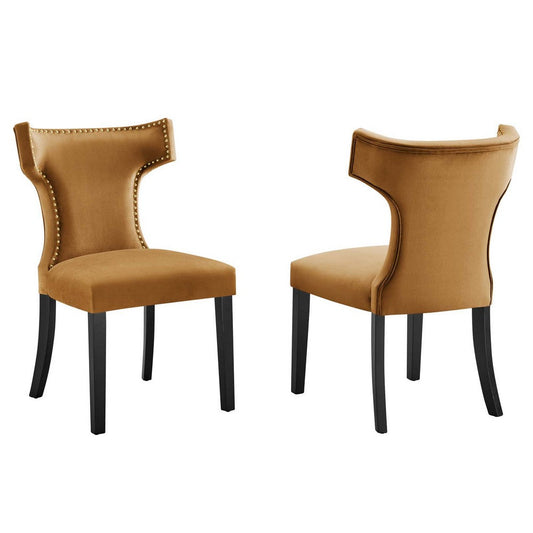 Curve Performance Velvet Dining Chairs - Set of 2  - No Shipping Charges