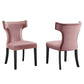 Modway Curve Performance Velvet Set of 2 Dining Chair, Dusty Rose