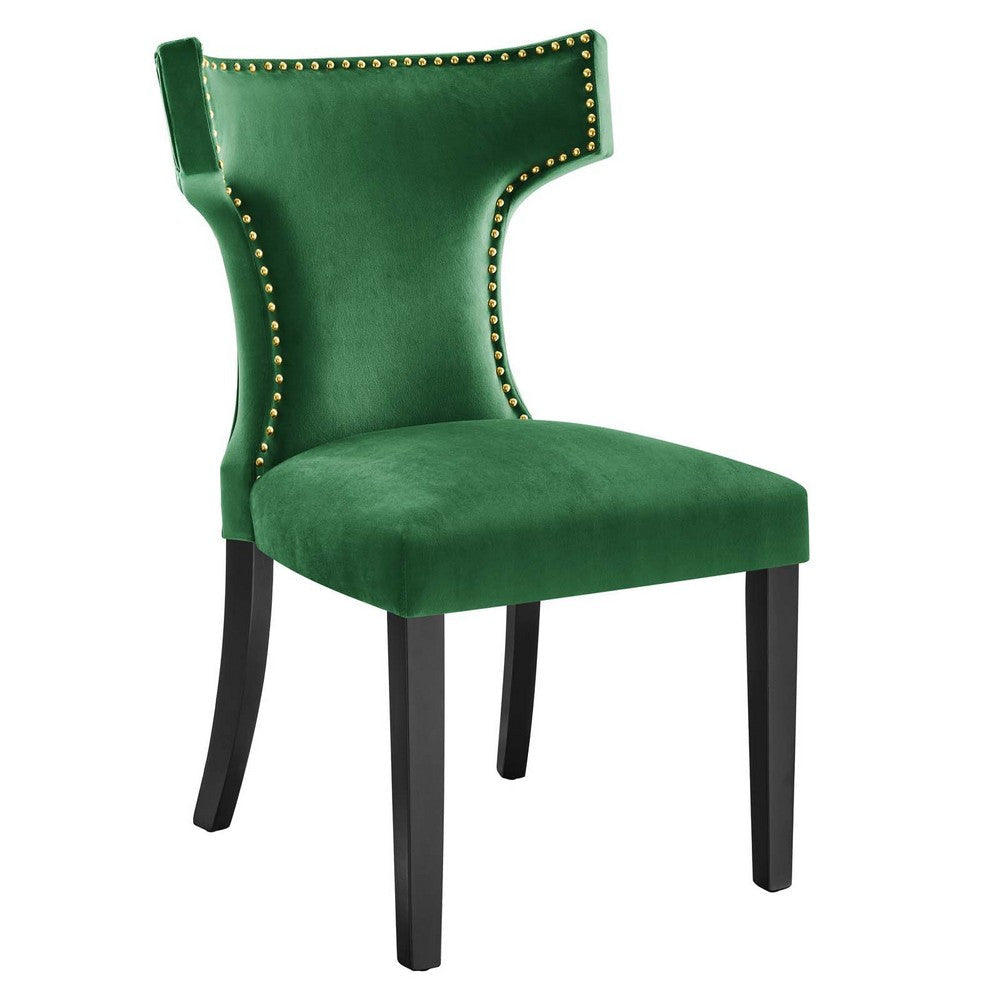 Modway Curve Performance Velvet Set of 2 Dining Chair Emerald MDY-EEI-5008-EME