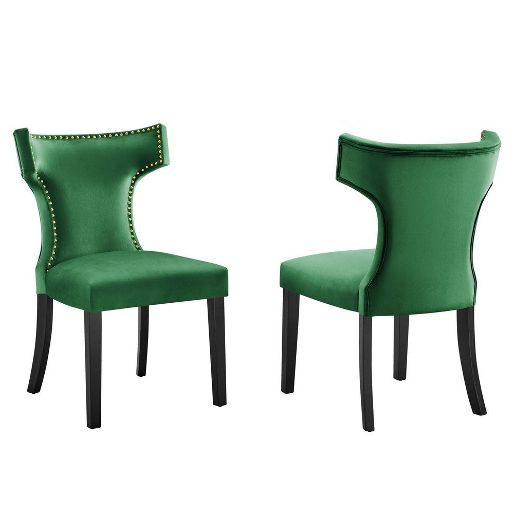 Curve Performance Velvet Dining Chairs - Set of 2 - No Shipping Charges