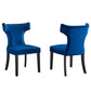 Modway Curve Performance Velvet Set of 2 Dining Chair, Navy