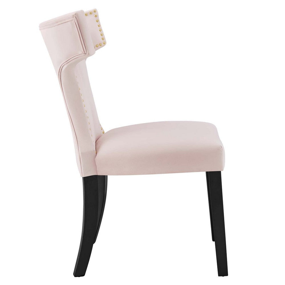 Modway Curve Performance Velvet Set of 2 Dining Chair Pink MDY-EEI-5008-PNK