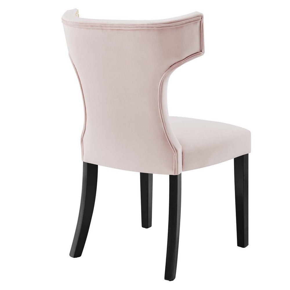 Modway Curve Performance Velvet Set of 2 Dining Chair Pink MDY-EEI-5008-PNK