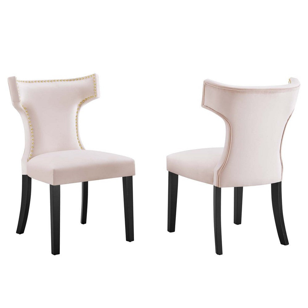 Curve Performance Velvet Dining Chairs - Set of 2 - No Shipping Charges