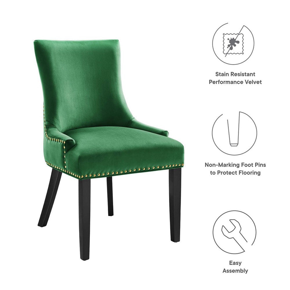 Modway Marquis Performance Velvet Set of 2 Dining Chair Emerald MDY-EEI-5010-EME