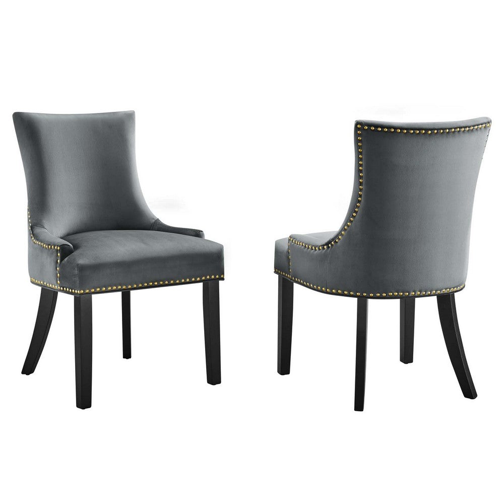 Marquis Performance Velvet Dining Chairs Set of 2 by Modway| Gray
