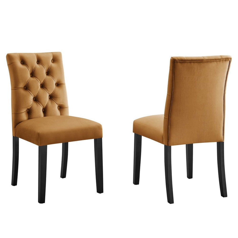 Modway Duchess Performance Velvet Set of 2 Dining Chair, Cognac