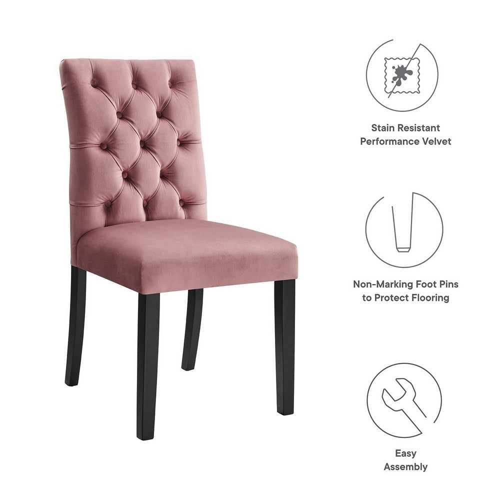 Modway Duchess Performance Velvet Set of 2 Dining Chair Dusty Rose MDY-EEI-5011-DUS