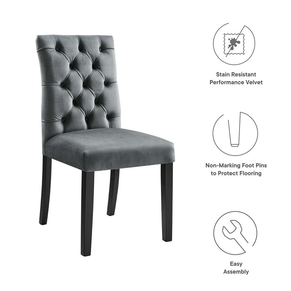 Modway Duchess Performance Velvet Set of 2 Dining Chair Gray MDY-EEI-5011-GRY