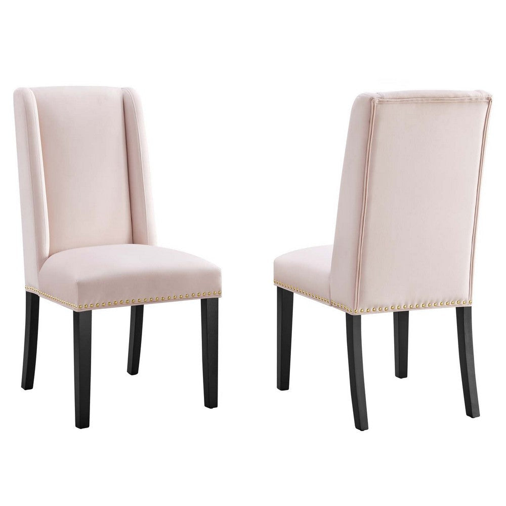 Modway Baron Performance Velvet Set of 2 Dining Chair, Pink