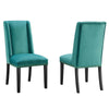 Modway Baron Performance Velvet Set of 2 Dining Chair, Teal