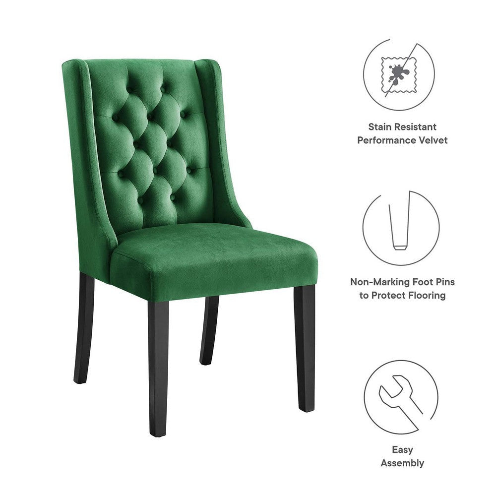 Modway Baronet Performance Velvet Set of 2 Dining Chair Emerald MDY-EEI-5013-EME