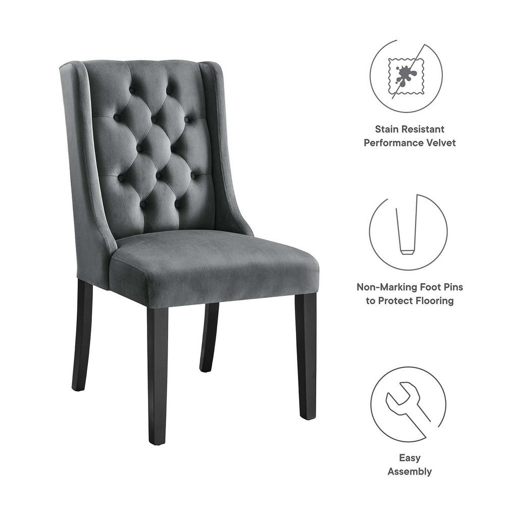 Modway Baronet Performance Velvet Set of 2 Dining Chair Gray MDY-EEI-5013-GRY