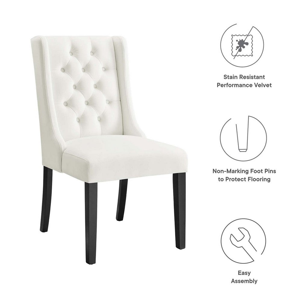 Baronet Performance Velvet Dining Chairs Set of 2 by Modway| White