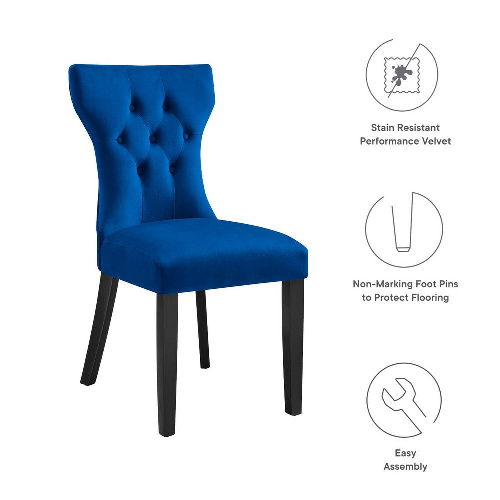 Silhouette Performance Velvet Dining Chairs - Set of 2 - No Shipping Charges MDY-EEI-5014-BLU