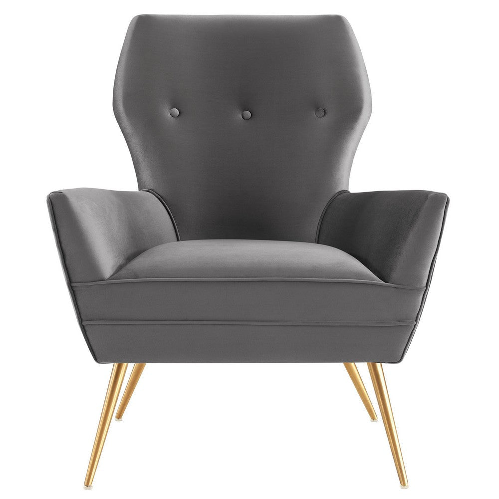 Renata Button Tufted Performance Velvet Armchair  - No Shipping Charges