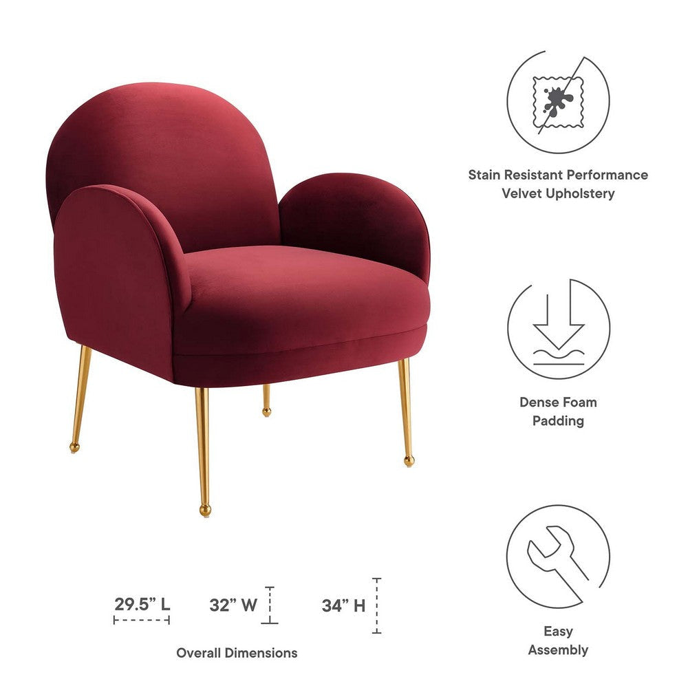 Transcend Performance Velvet Armchair - No Shipping Charges