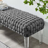 Prologue Woven Performance Velvet Ottoman - No Shipping Charges MDY-EEI-5037-GRY