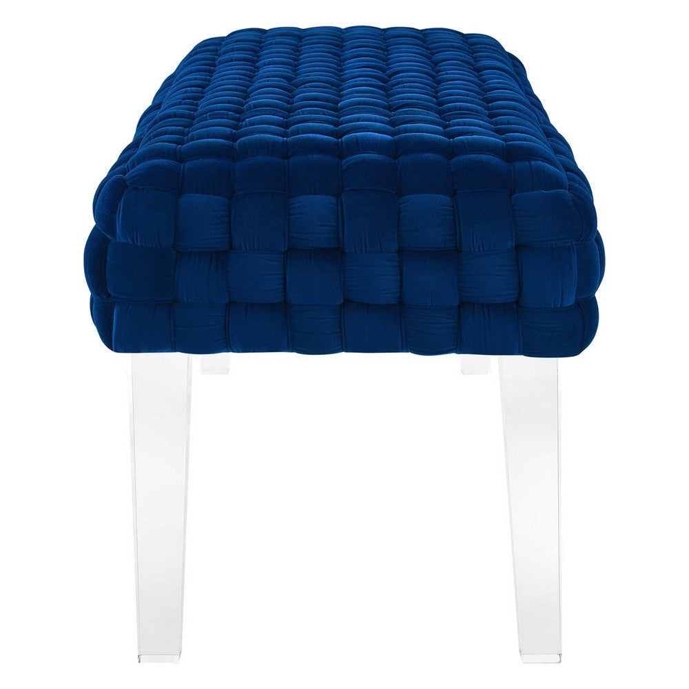 Modway EEI-5037-NAV Prologue Woven Performance Velvet Ottoman Navy MDY-EEI-5037-NAV