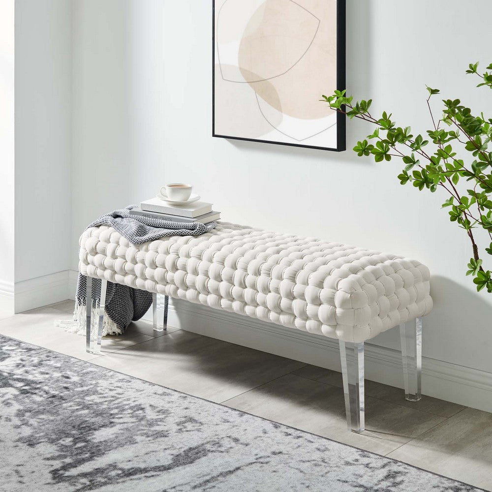 Prologue Woven Performance Velvet Ottoman  - No Shipping Charges