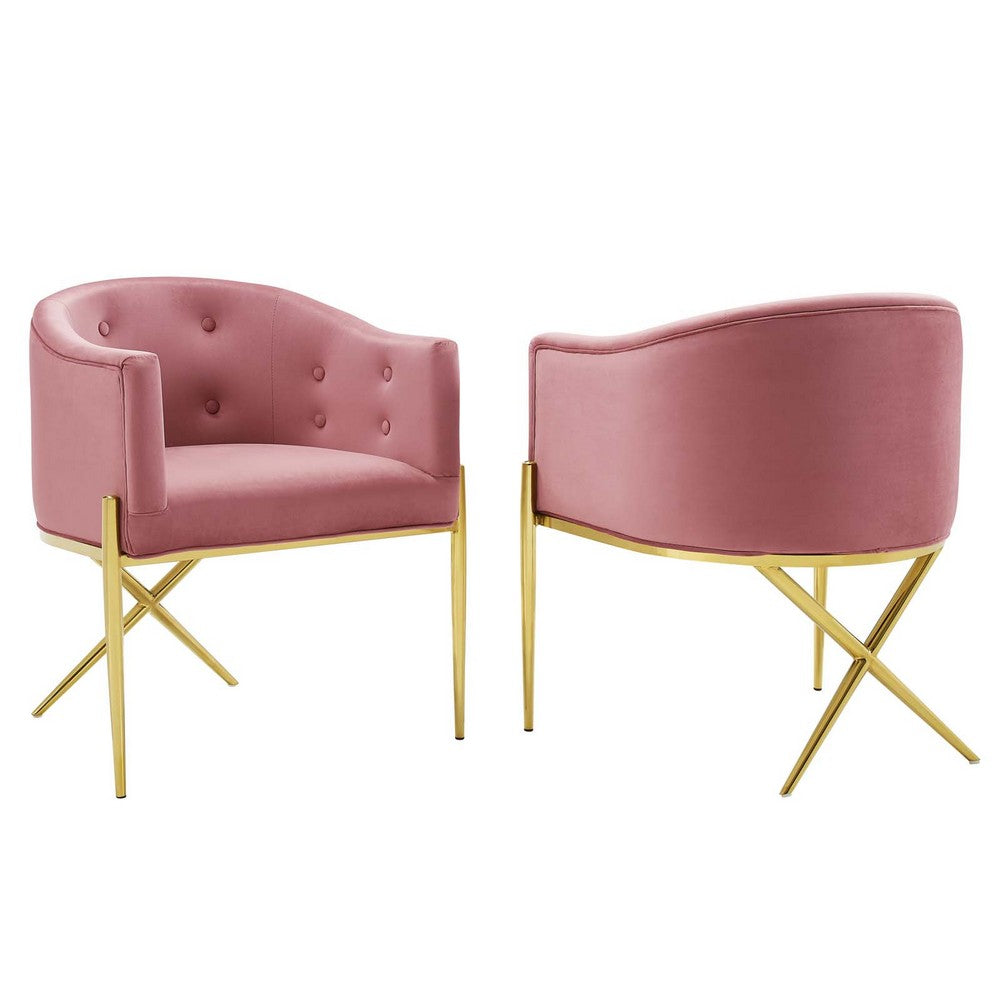 Savour Performance Velvet Accent Dining Armchair Set of 2 by Modway| Red