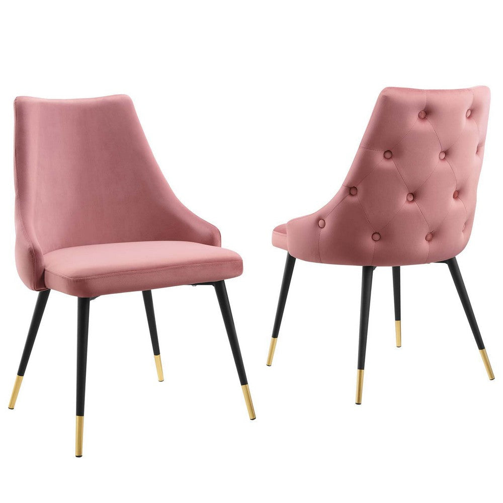 Modway Adorn Tufted Performance Velvet Accent, Dining Side Chair - Set of 2, Dusty Rose