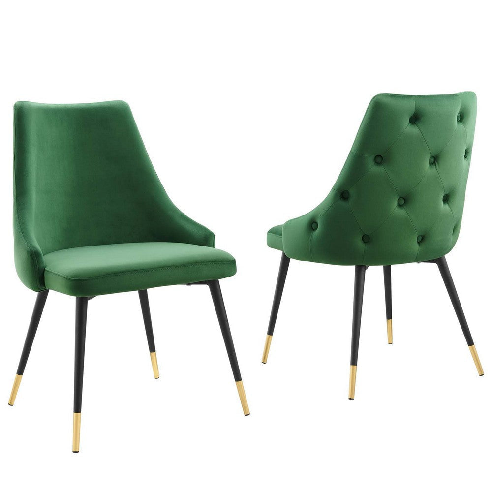 Modway Adorn Tufted Performance Velvet Accent, Dining Side Chair - Set of 2, Emerald