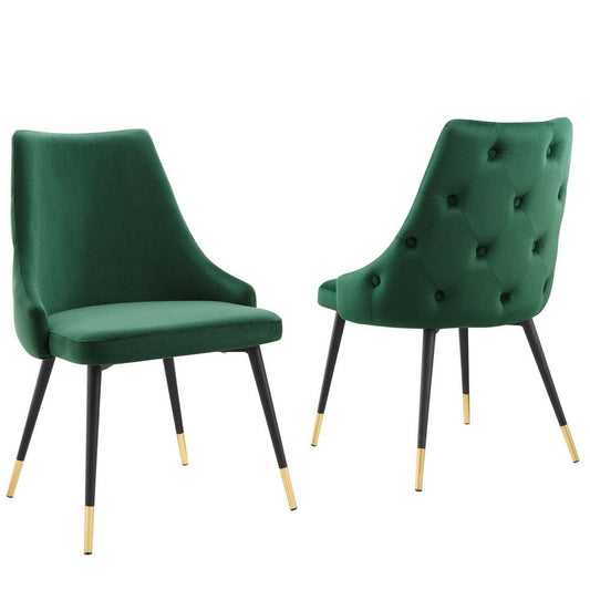 Modway Adorn Tufted Performance Velvet Accent, Dining Side Chair - Set of 2, Green