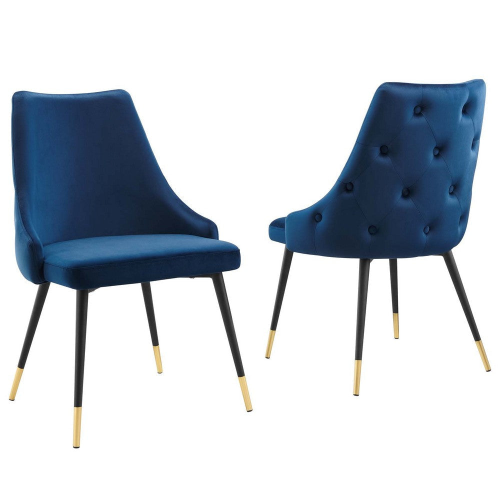 Modway Adorn Tufted Performance Velvet Accent, Dining Side Chair - Set of 2, Navy