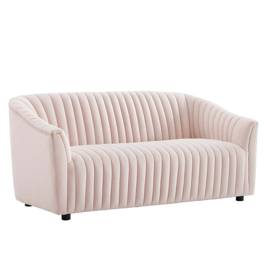 Modway Announce Performance Velvet Channel Tufted Sofa, Pink