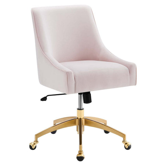 Modway Discern Performance Velvet Swivel Office Chair in Pink