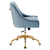 Modway Discern Performance Velvet Pleated Back Swivel Office Chair in Light Blue MDY-EEI-5080-LBU