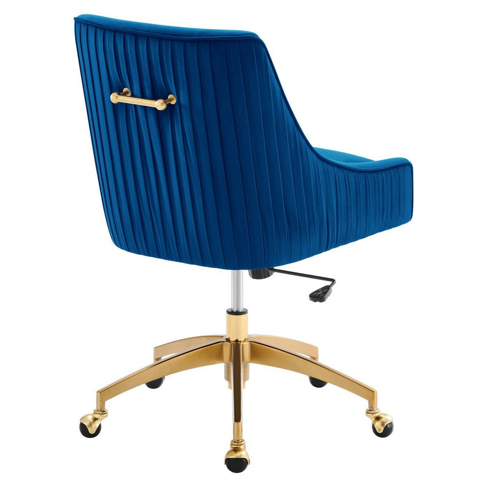 Modway Discern Performance Velvet Pleated Back Swivel Office Chair in Navy MDY-EEI-5080-NAV